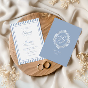 Invitation Carton d'invitation de mariage bleu poussiéreux Mo