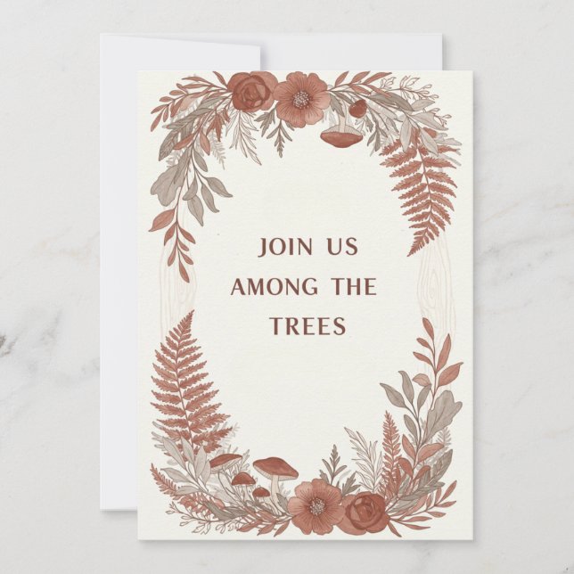 Invitation Carton d'invitation de mariage Boho Forêt de Bois (Devant)