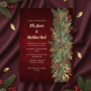 Invitation Carton d'invitation de mariage botanique de Noël e