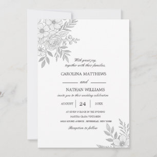 Invitation Carton d'invitation de mariage botanique minimalis