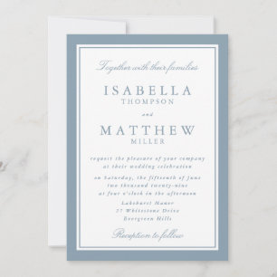 Invitation Carton d'invitation de mariage cadre bleu gris cla