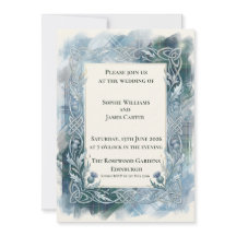Carton d'invitation de mariage celtique Tartan sar