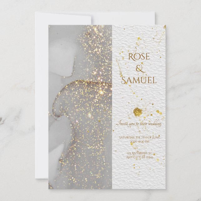 Invitation Carton d'invitation de mariage chic à paillettes e (Devant)