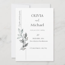 Carton d'invitation de mariage classique à feuilla