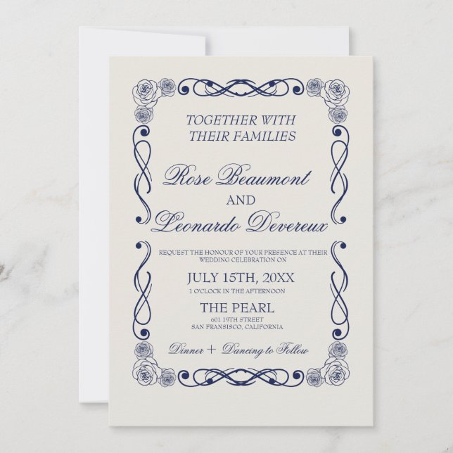 Invitation Carton d'invitation de mariage Code QR | Vieille f (Devant)