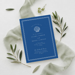 Invitation Carton d'invitation de mariage côtier à coquillage