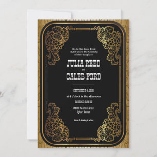 Invitation Carton d'invitation de mariage Cowboy Western Or V