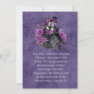 Invitation Carton d'invitation de mariage de couple de squele