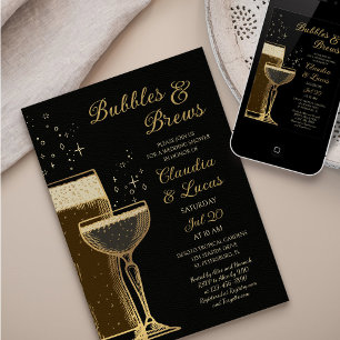 Invitation Carton d'invitation de mariage de couples Bulles e