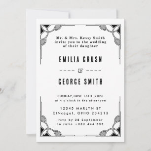 Invitation Carton d'invitation de mariage de luxe classique à