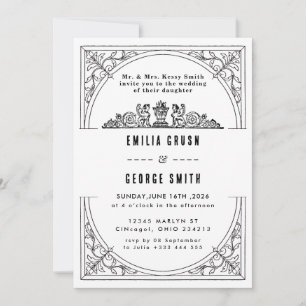 Invitation Carton d'invitation de mariage de luxe classique à