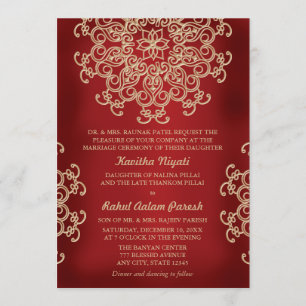 INVITATION CARTON D'INVITATION DE MARIAGE DE STYLE INDIEN ROU
