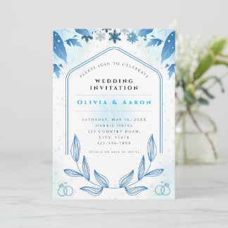 Invitation Carton d'invitation de mariage Dusty Blue Winter W