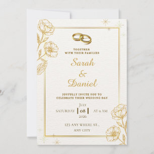 Invitation Carton d'invitation de mariage Élégance Dorée