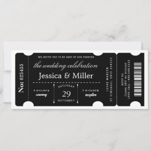 Invitation Carton d'invitation de mariage élégant à ticket no