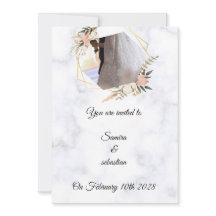 Carton d'invitation de mariage élégant en marbre d