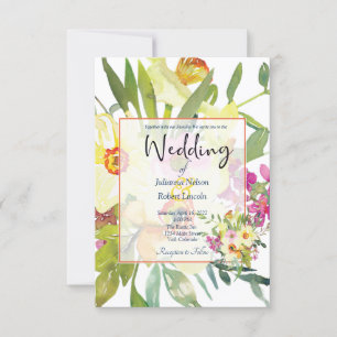 Invitation Carton d'invitation de mariage élégant jonquilles