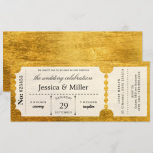 Invitation Carton d'invitation de mariage élégant noir et or