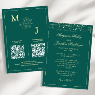 Invitation Carton d'invitation de mariage élégant vert sarcel