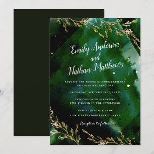 Invitation Carton d'invitation de mariage émeraude vert de me