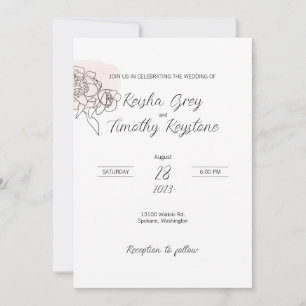 Invitation Carton d'invitation de mariage en art linéaire lav