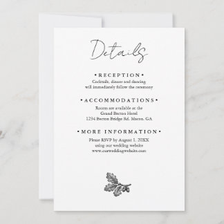 Invitation Carton d'invitation de mariage en chêne du Sud de 