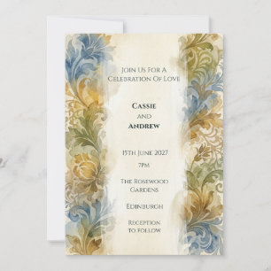 Invitation Carton d'invitation de mariage en damas peint vint