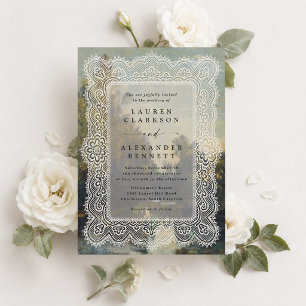 Invitation Carton d'invitation de mariage en dentelle vintage