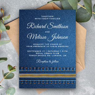 Invitation Carton d'invitation de mariage en jeans à fermetur