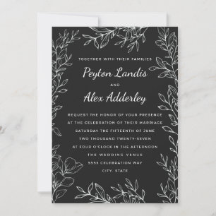 Invitation Carton d'invitation de mariage en noir et blanc à 