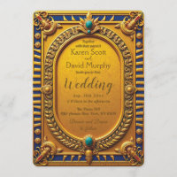 Carton d'invitation de mariage en or de l'Égypte a