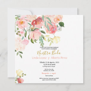 Invitation Carton d'invitation de mariage espagnol aux fleurs