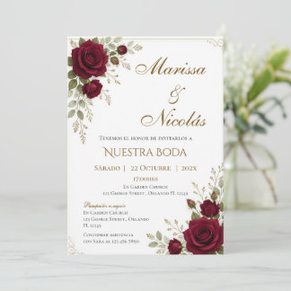 Invitation Carton d'invitation de mariage espagnol floral bor