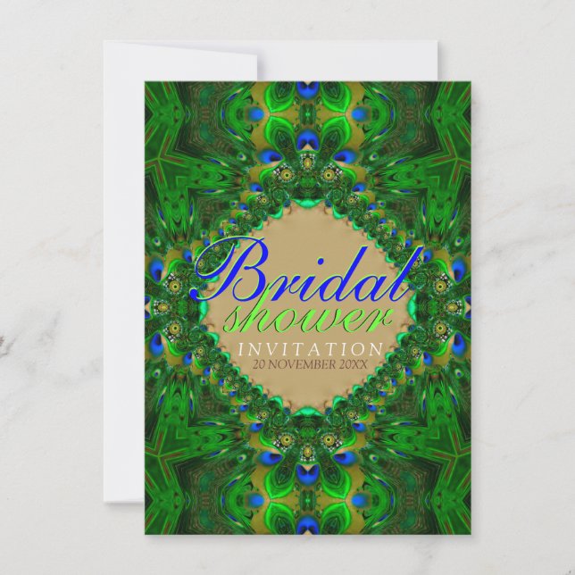 Invitation Carton d'invitation de mariage exotique vert et bl (Devant)
