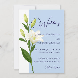 Invitation Carton d'invitation de mariage Fleur de Lys Bleu P