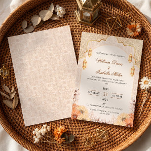 Invitation Carton d'invitation de mariage floral à lanterne a