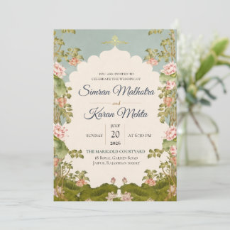 Invitation Carton d'invitation de mariage floral à l'aquarell