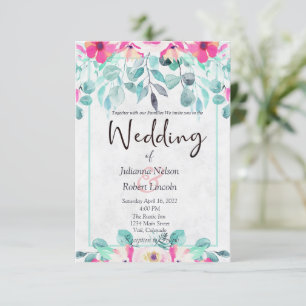Invitation Carton d'invitation de mariage floral aquarelle ro