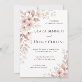 Invitation Carton d'invitation de mariage floral aquarelle ro