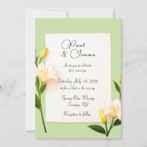 Carton d'invitation de mariage floral au vert saug