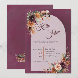Invitation Carton d'invitation de mariage floral automnal d'h