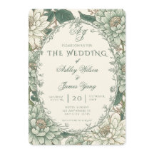 Carton d'invitation de mariage floral botanique ve