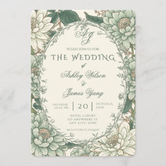 Invitation Carton d'invitation de mariage floral botanique ve