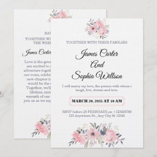 Invitation Carton d'invitation de mariage floral élégant