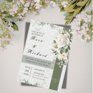 Invitation Carton d'invitation de mariage floral élégant