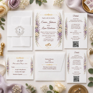 Invitation Carton d'invitation de mariage floral élégant avec