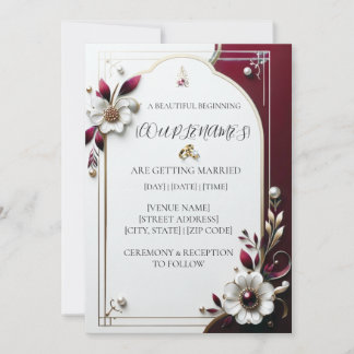 Invitation Carton d'invitation de mariage floral élégant bord