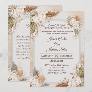 Invitation Carton d'invitation de mariage floral élégant mode