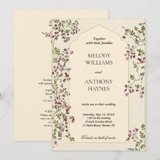 Invitation Carton d'invitation de mariage floral élégant viol