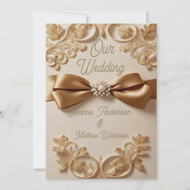 Invitation Carton d'invitation de mariage floral embossé – Ru (Devant)